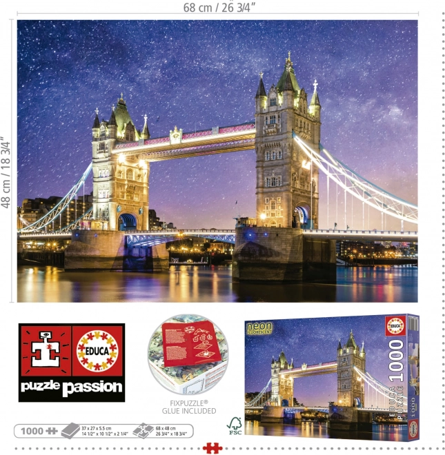 Świecące puzzle Tower Bridge w Londynie 1000 elementów