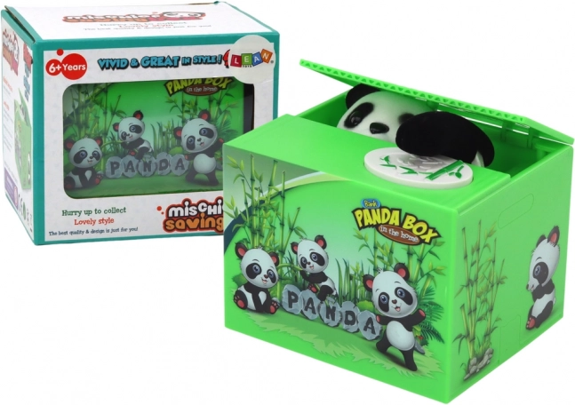 Skarbonka Panda Uczymy się oszczędzać Miś Zielone pudełko