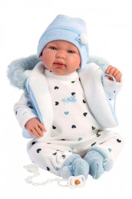 Llorens 84439 NOWORODEK - realistyczna lalka niemowlę z dźwiękami i miękkim materiałowym ciałem - 44 cm