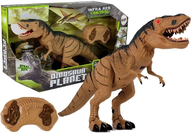 Zdalnie sterowany Tyrannosaurus Rex z mgłą