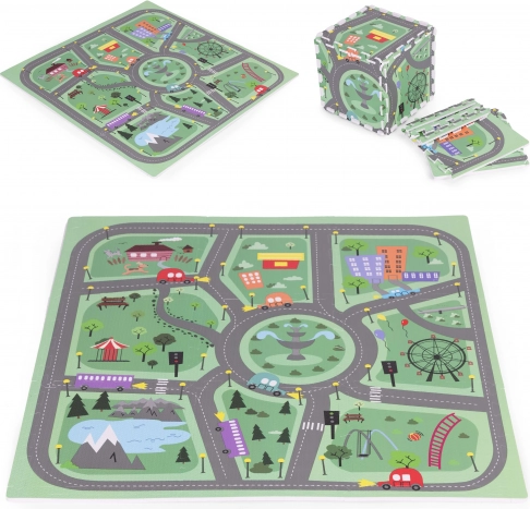 Duża piankowa mata puzzle dla dzieci miasto 90,5 × 90,5 cm, 21 szt. ECOTOYS