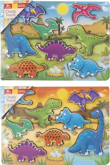 Drewniana układanka dinozaury