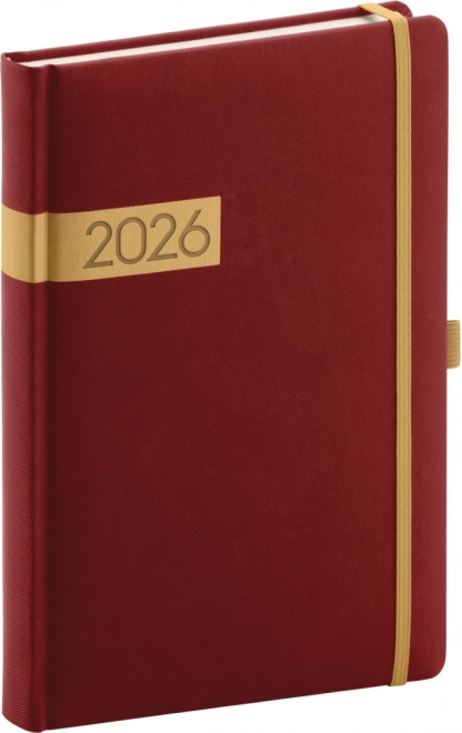 Dziennik 2026 bordowy-złoty 15 x 21 cm