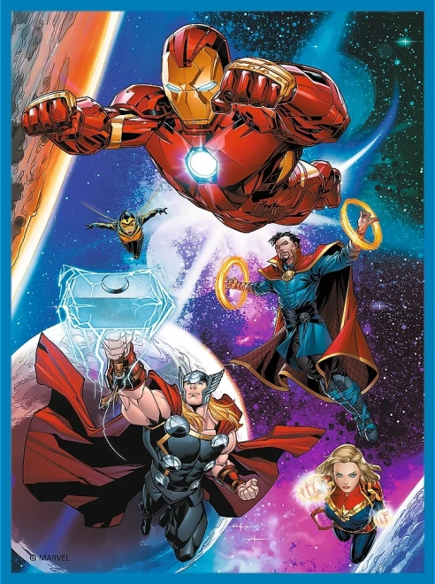 TREFL Zestaw 3w1 Avengers: Bohaterowie w akcji (2x puzzle + memo)