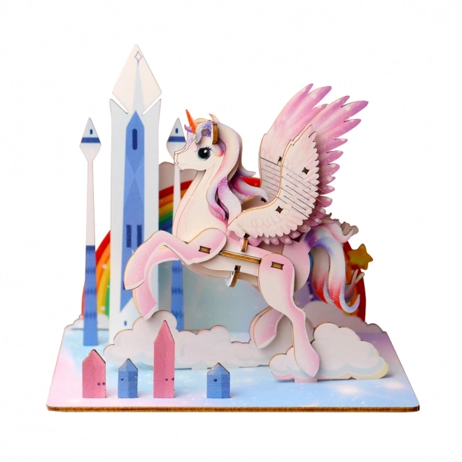 3D drewniane puzzle Jednorożec
