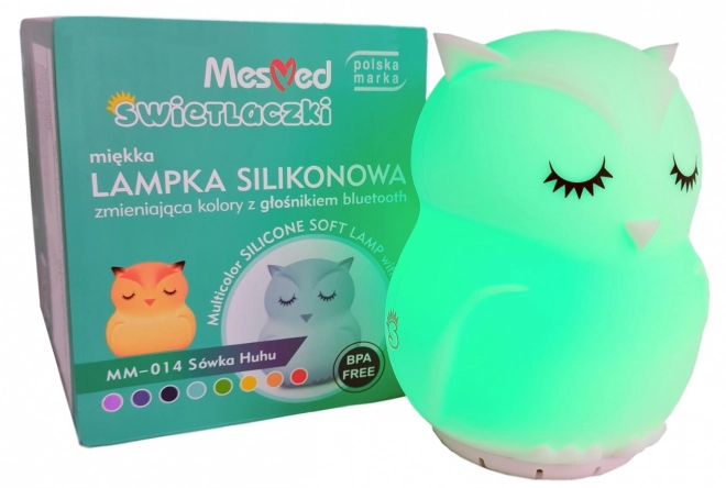 Silikonowa nocna lampka zmieniająca kolor z głośnikiem Bluetooth Światło Sowa HU HU HU HU HU