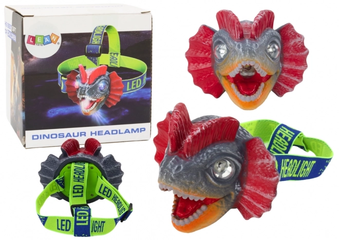 Latarka czołówka Dinosaurus - Regulowany pasek, 3 diody LED