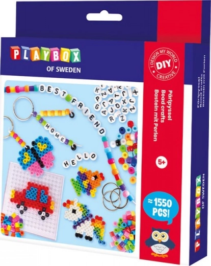 Koraliki do zaprasowywania PLAYBOX – zestaw koralików, bransoletek i breloczków 1550 szt.