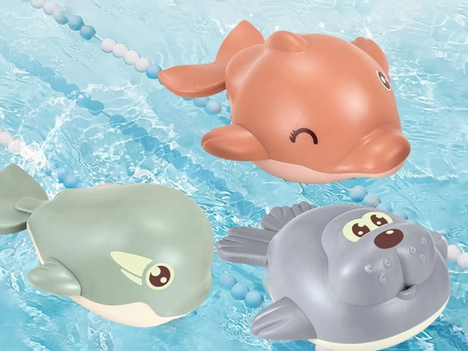 Nakręcana pływająca zabawka do kąpieli delfin i foka