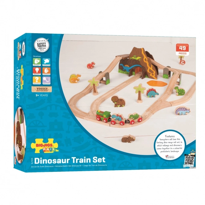 Bigjigs Rail Drewniana kolejka dinozaury