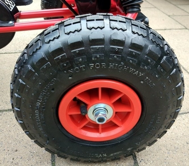Pedałowy gokart powietrzny + Nadmuchiwane opony + Regulowane siedzenie – Czerwona