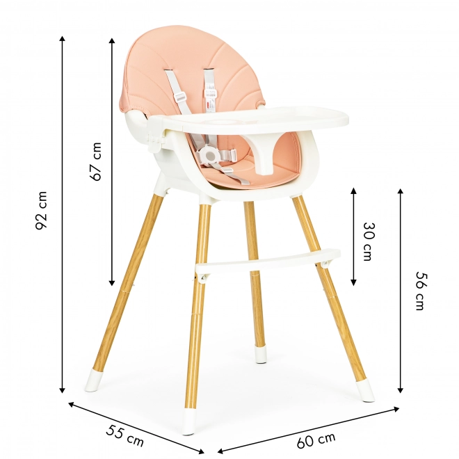 Ecotoys Krzesełko do karmienia 2w1 Różowe