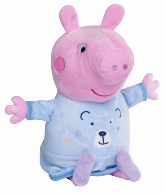 Peppa Pig 2w1 pluszowa przytulanka grająca + światło, niebieska, 25 cm