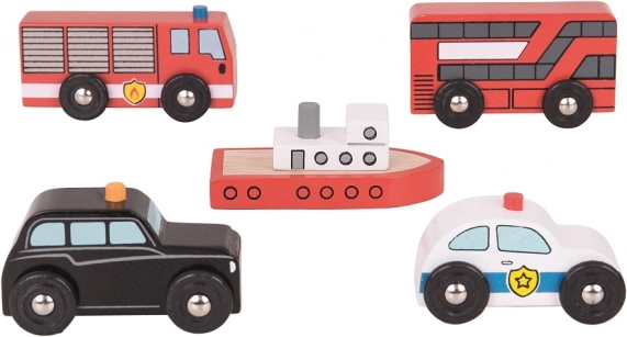 Bigjigs Rail pojazdy miejskie – drewniany zestaw