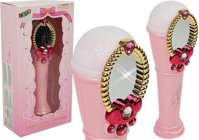 Magiczny różowy mikrofon z lusterkiem i światłami, USB