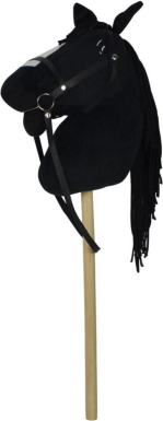 Pluszowy koń na kiju z dźwiękiem, 70 cm, czarny