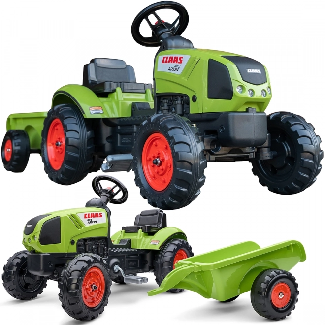 Traktor na pedały Claas Arion 410 z przyczepką zielony