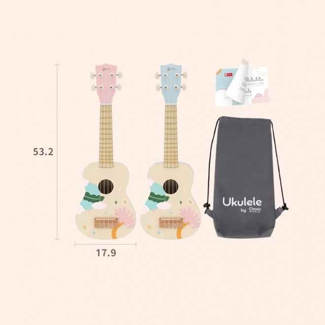 Klasyczne Świat drewniane ukulele dla dzieci różowe