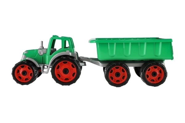 Traktor z przyczepą plastikowy 53cm na wolny bieg w siateczce