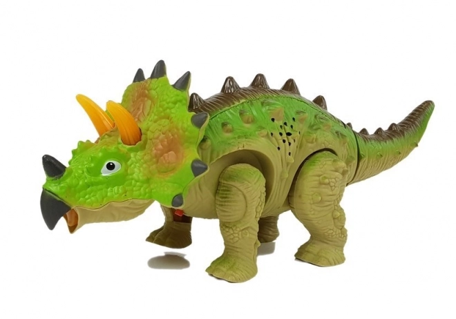 Dinozaur na baterie Triceratops zielony