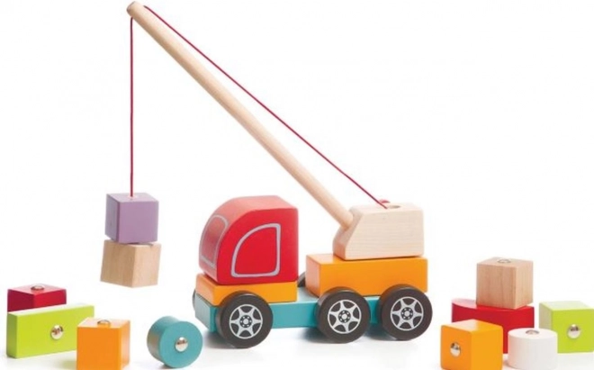 CUBIKA 13982 Żuraw samochodowy z magnesem - drewniana układanka 14 części