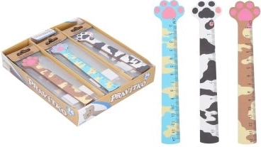 Drewniana linijka z motywem kociej łapki 13 cm