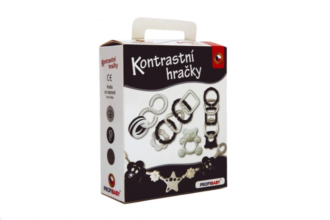 Kontrastowe grzechotki i gryzaki dla dzieci