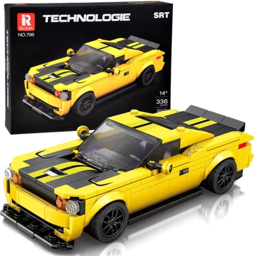 Techniczne klocki 336 elementów + naklejki Żółty samochód sportowy ZA5260