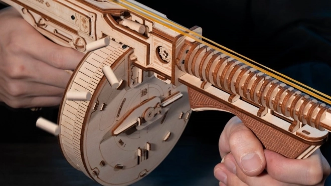 RoboTime 3D Drewniane mechaniczne puzzle Karabin Thompson