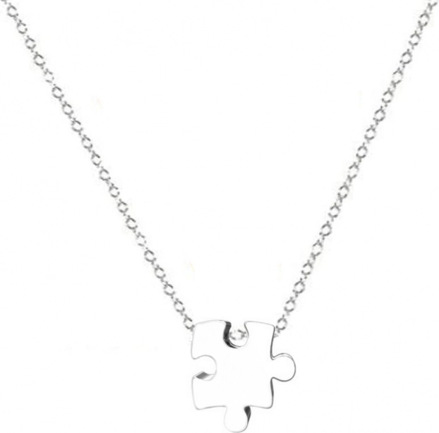 Stalowy łańcuszek z wisiorkiem puzzle ze stali chirurgicznej 316L