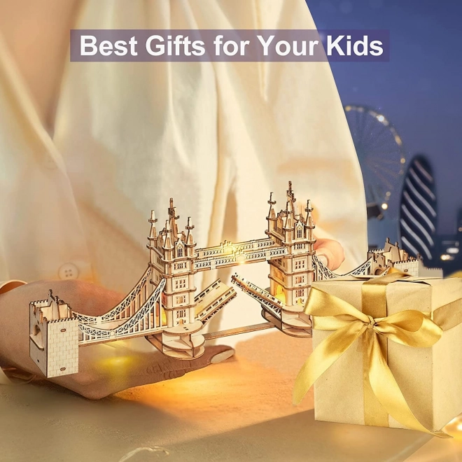 RoboTime drewniane 3D puzzle most Tower Bridge świecący