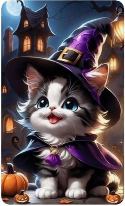Diamentowa mozaika - Kociak Halloween