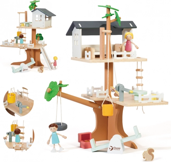 Classic World drewniany domek na drzewie dla lalek, 31 szt.