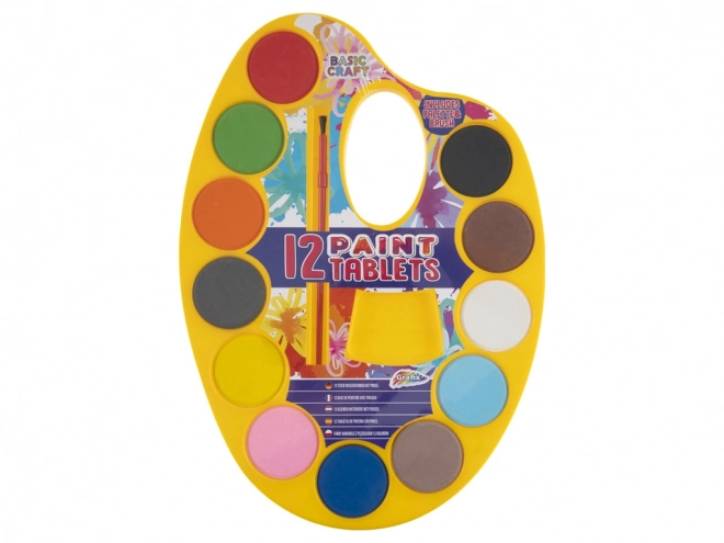 Grafix paleta z farbami wodnymi 12 szt. żółta