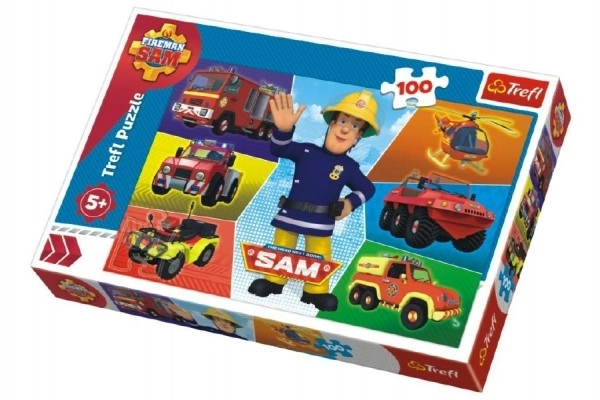 Puzzle Strażak Sam 100 elementów 41x27,5cm w pudełku 29x19x4cm