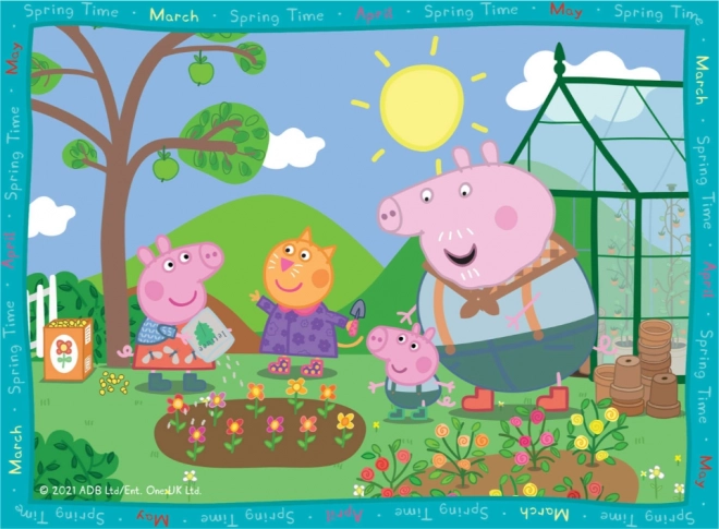 Puzzle Ravensburger Świnka Peppa – pory roku 4w1 (12–24 elementy)