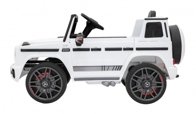 Mercedes AMG G63 dla dzieci biały + zdalne sterowanie + MP3 LED + wolny start + EVA + pasy