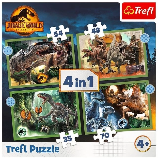 Puzzle 4w1 niebezpieczne dinozaury Jurassic World