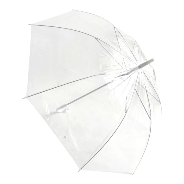 Parasol przezroczysty biały ślubny plastik/metal 82cm w pokrowcu