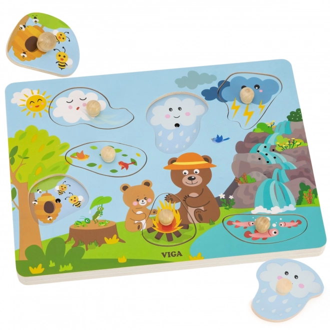 Drewniane puzzle DŹWIĘKI PRZYRODY od VIGA
