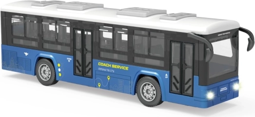 Niebieski autobus ze świetlnymi i dźwiękowymi efektami