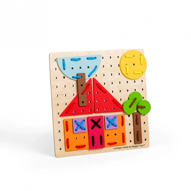 Bigjigs Toys Drewniana gra sznurowana Kształty geometryczne