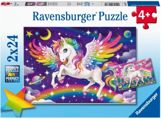 Puzzle Ravensburger – jednorożec i pegaz 2×24 elementów