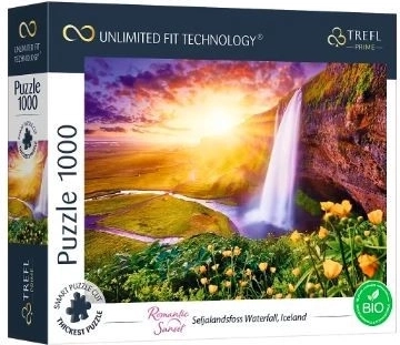Puzzle TREFL UFT Romantic Sunset: Seljalandsfoss, Islandia – 1000 elementów