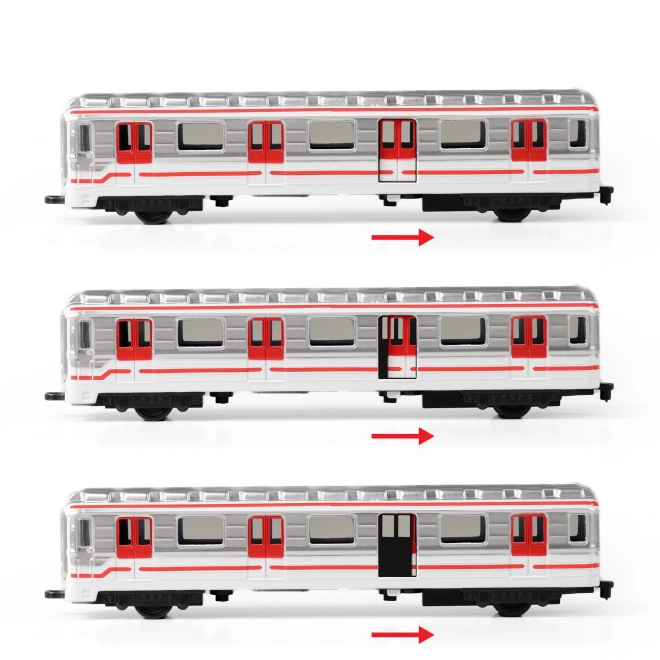 Praskie metro metalowe 16 cm z napędem do tyłu w pudełku 19,5x7x6 cm