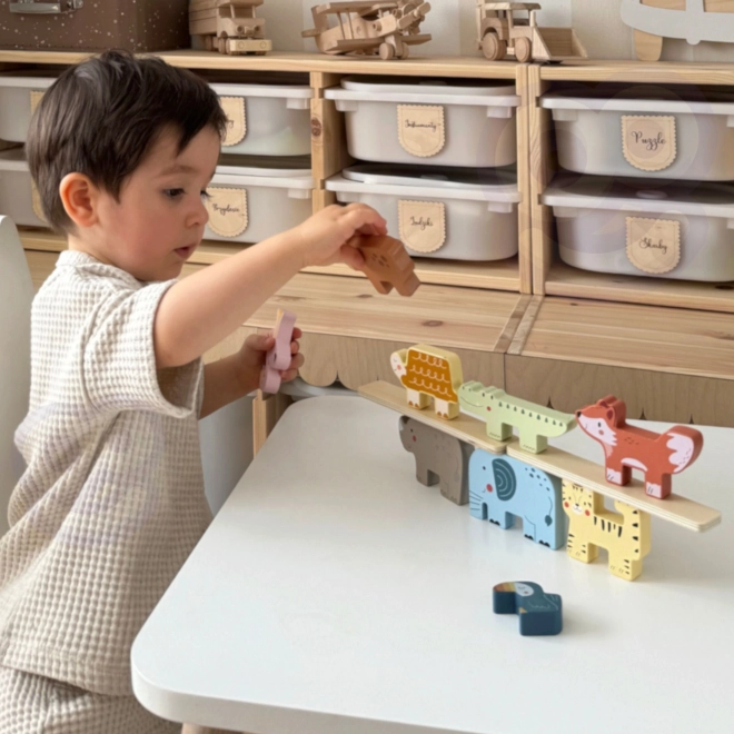 Drewniane kostki zwierzątka Montessori 9 szt. od Tooky Toy