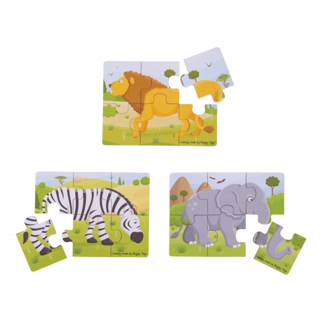Bigjigs Toys Układanka 3w1 safari zwierzątka