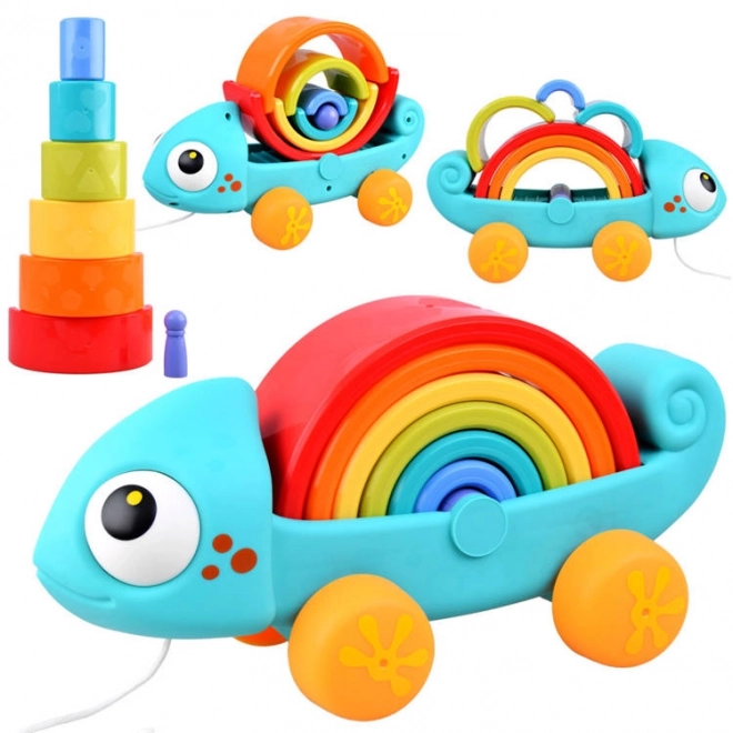 Montessori tęczowy kameleon układanka 18m+