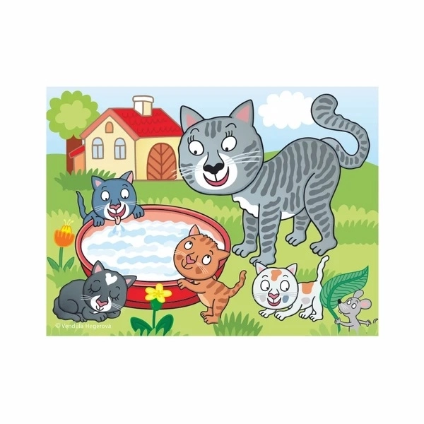 Klocki kubus zwierzęta domowe drewno 12 sztuk w pudełku 21x18x4cm