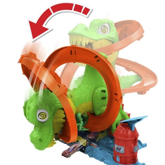 T-rex atakuje straż pożarną z Hot Wheels city